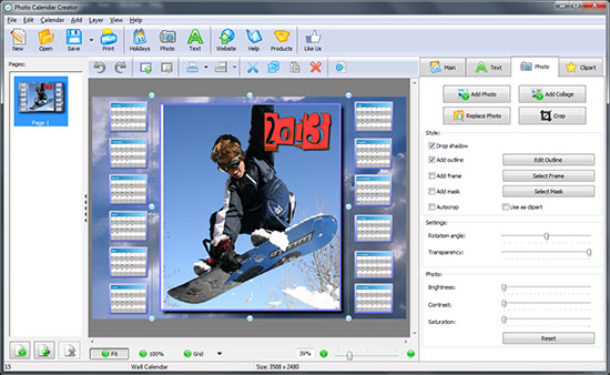 Professional photo calendar software