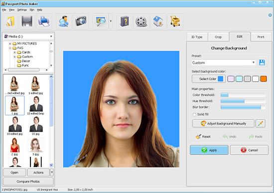 ID photo software: changing the background